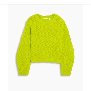 Helmut Lang Bouclé Knit Oversized Sweater - Medium - Bright Lime Green